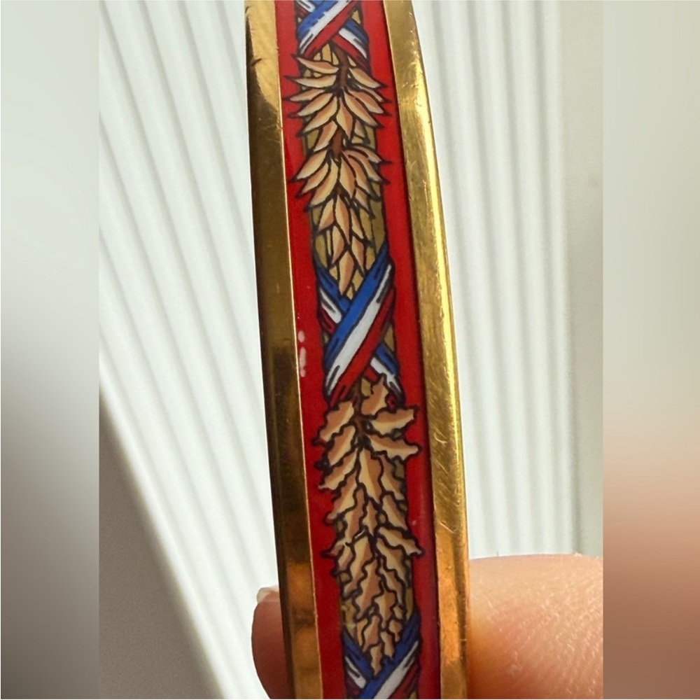 Hermes Gold Bracelet with Red and Blue Enamel with Box - Picture 2 of 6